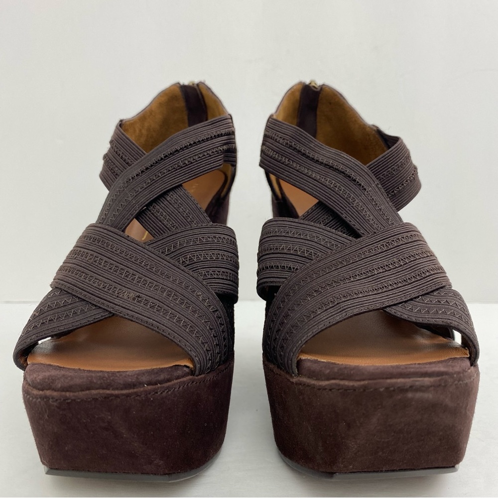 Donald J. Pliner size 8.5 Women’s Espresso Brown Suede Platform Wedge Sandals - Picture 2 of 7